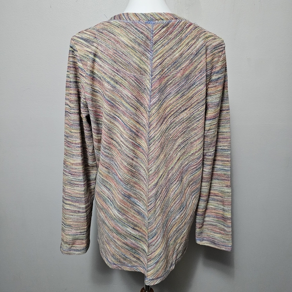 FDJ French Dressing Rainbow Variegated Crewneck Long Sleeve Top Size Large - Picture 4 of 5